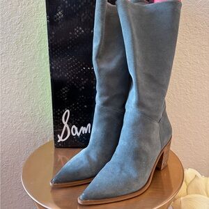 Sam Edelman Women's Teal Suede Heeled Boots
